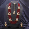 Sukkhi Artistically Reverse AD & Pearl Long Layer Gold Plated Maroon Necklace Set For Women