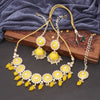 Sukkhi Glamorous Kundan & Pearl Choker Gold Plated Yellow Necklace Set For Women