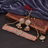 Sukkhi Astonish Kundan & Pearl Choker Gold Plated Peach Necklace Set For Women