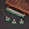 Sukkhi Modish Mirror & Pearl Choker Gold Plated Green Necklace Set For Women