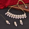 Sukkhi Lavish Choker Kundan & Pearl Pink Gold Plated Necklace Set For Women