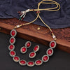 Sukkhi Marvellous Choker AD & Pearl Maroon Rhodium Plated Necklace Set For Women