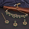 Sukkhi Modish Choker Reverse AD & Pearl Green Gold Plated Necklace Set For Women