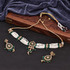 Sukkhi Delightly Choker Reverse AD & Pearl Green Gold Plated Necklace Set For Women
