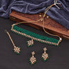 Sukkhi Graceful Choker Reverse AD & Pearl Green Gold Plated Necklace Set For Women