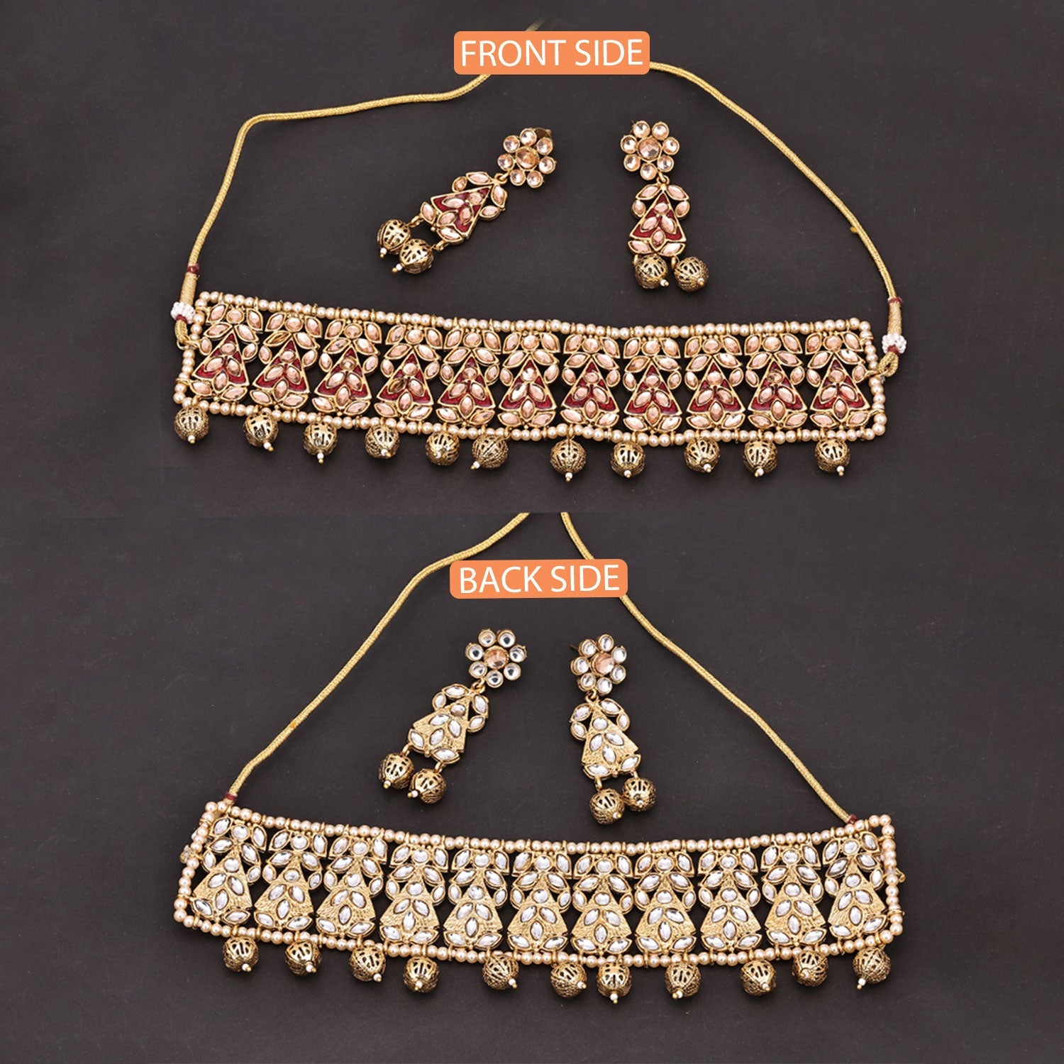 Sukkhi Glamorous Choker Kundan & Pearl Golden Gold Plated Necklace Set For Women