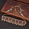Sukkhi Glistening Choker Kundan & Pearl Pink Gold Plated Necklace Set For Women