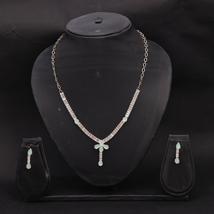 Sukkhi Magnificent Choker CZ Green Gold Plated Necklace Set For Women