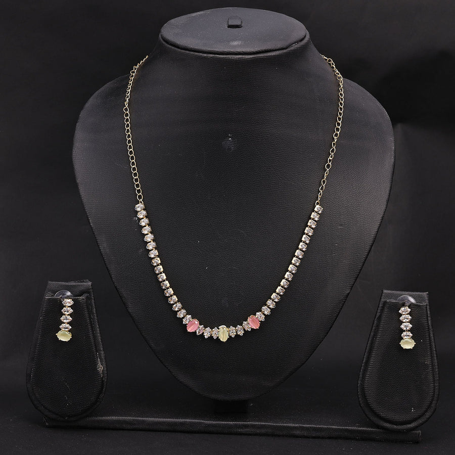 Sukkhi Trendy Choker CZ Golden Gold Plated Necklace Set For Women