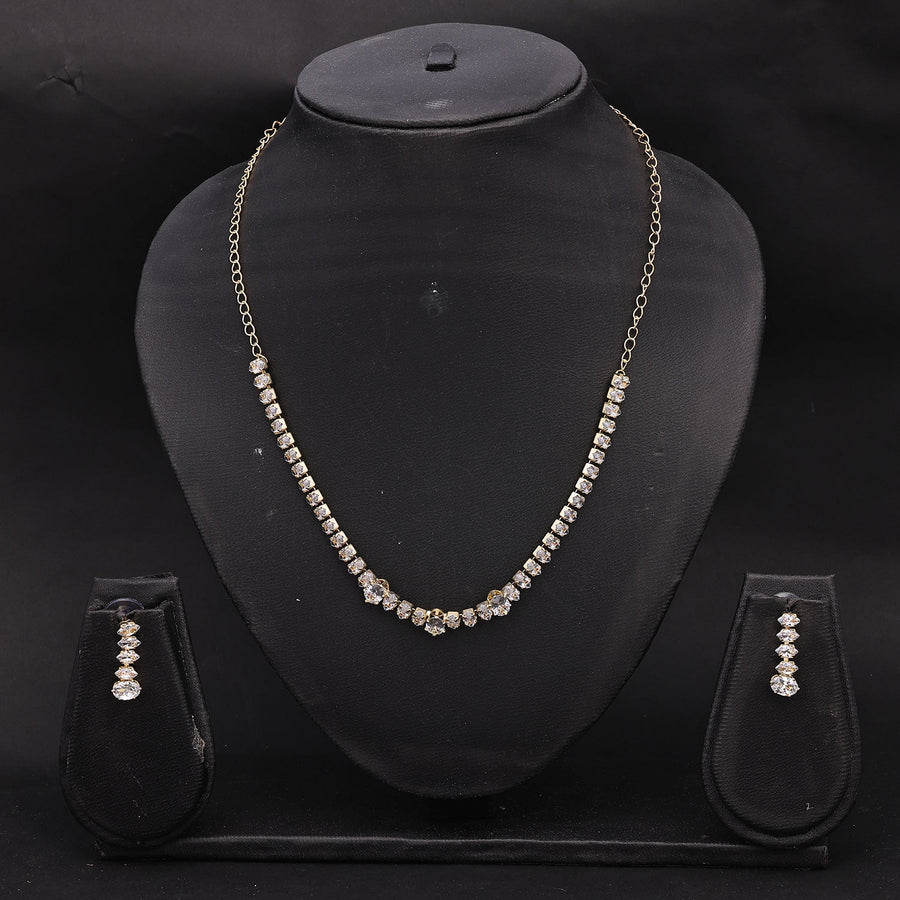 Sukkhi Incredible Choker CZ Golden Gold Plated Necklace Set For Women