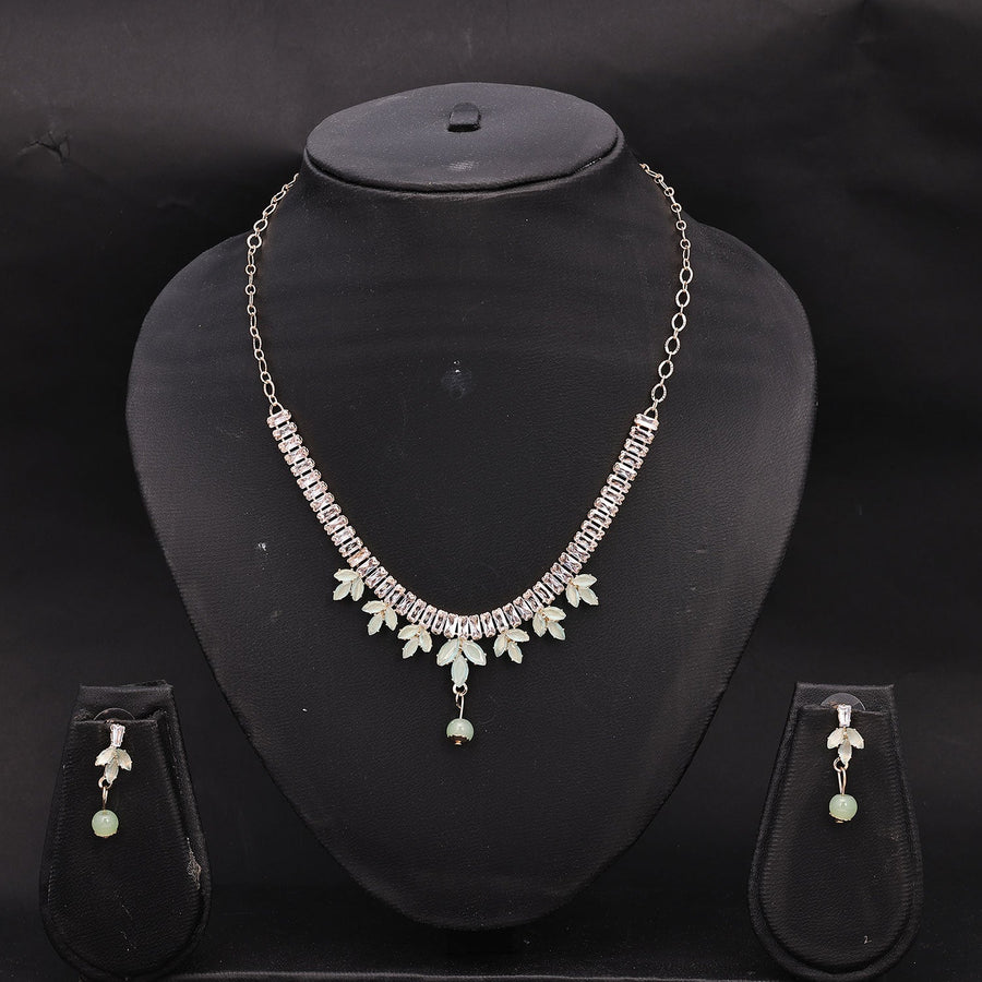 Sukkhi Modish Choker CZ Green Gold Plated Necklace Set For Women