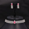 Sukkhi Classy Choker CZ Silver Rhodium Plated Necklace Set For Women