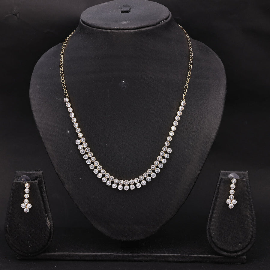 Sukkhi Marvellous Incredible Choker CZ Golden Gold Plated Necklace Set For Women