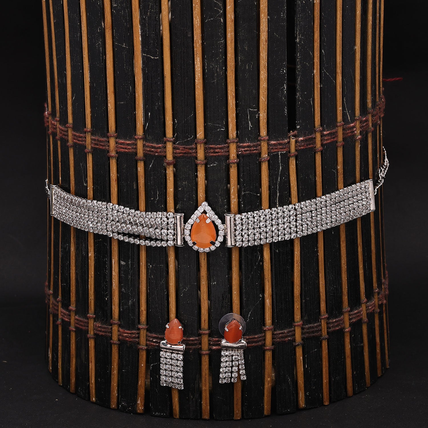 Sukkhi Alluring Choker CZ Silver Rhodium Plated Necklace Set For Women