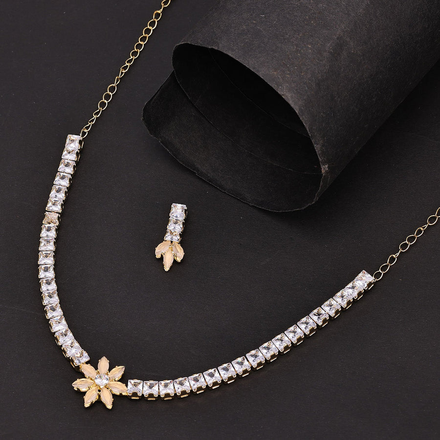 Sukkhi Sublime Choker CZ Golden Gold Plated Necklace Set For Women