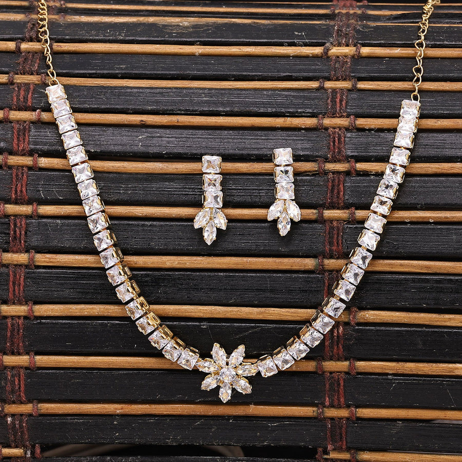 Sukkhi Eye-Catchy Choker CZ Golden Gold Plated Necklace Set For Women