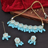 Sukkhi Classic Choker Kundan & Pearl Blue Gold Plated Necklace Set For Women