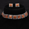 Sukkhi Delightly Choker CZ Orange Rhodium Plated Necklace Set For Women
