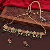 Sukkhi Stunning Choker Pearl Pink & Green Gold Plated Necklace Set For Women