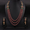 Sukkhi Splendid Layer Reverse AD & Pearl Pink & Green Gold Plated Necklace Set For Women