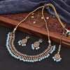 Sukkhi Exclusive Choker Reverse AD & Pearl Blue Gold Plated Necklace Set For Women