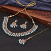 Sukkhi Glorious Choker Reverse AD & Pearl Blue Gold Plated Necklace Set For Women