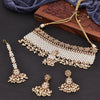 Sukkhi Equisite Trendy Choker Reverse AD & Pearl Golden Gold Plated Necklace Set For Women