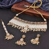 Sukkhi Classy Choker Reverse AD & Pearl Golden Gold Plated Necklace Set For Women