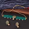 Sukkhi Ritzy Incredible Choker Kundan & Pearl Green Gold Plated Necklace Set For Women