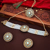 Sukkhi Ravishing Choker Reverse AD & Pearl Blue Gold Plated Necklace Set For Women