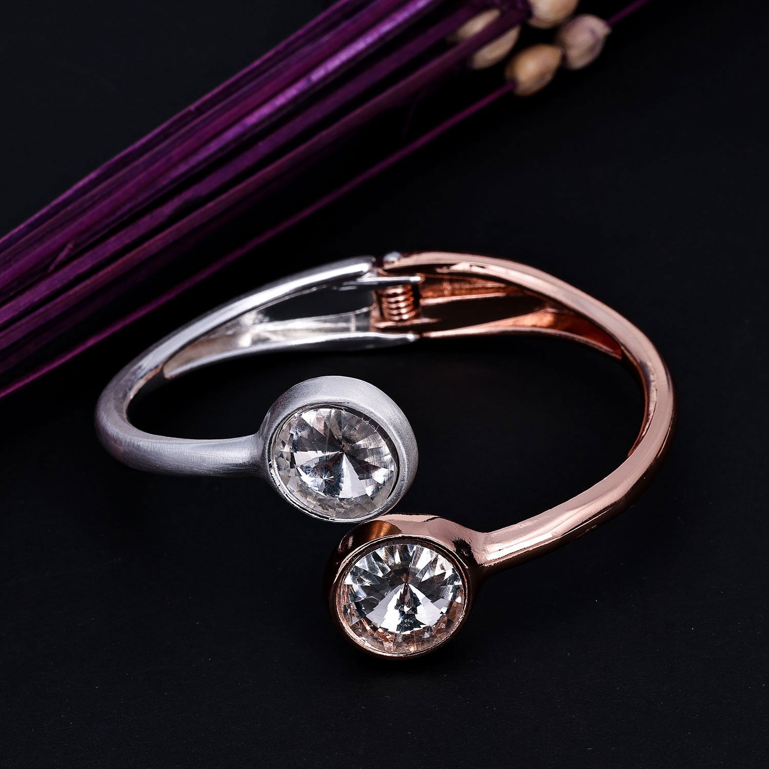 Sukkhi Glamorous AD Silver & Bronze Silver & Bronze Kada For Women