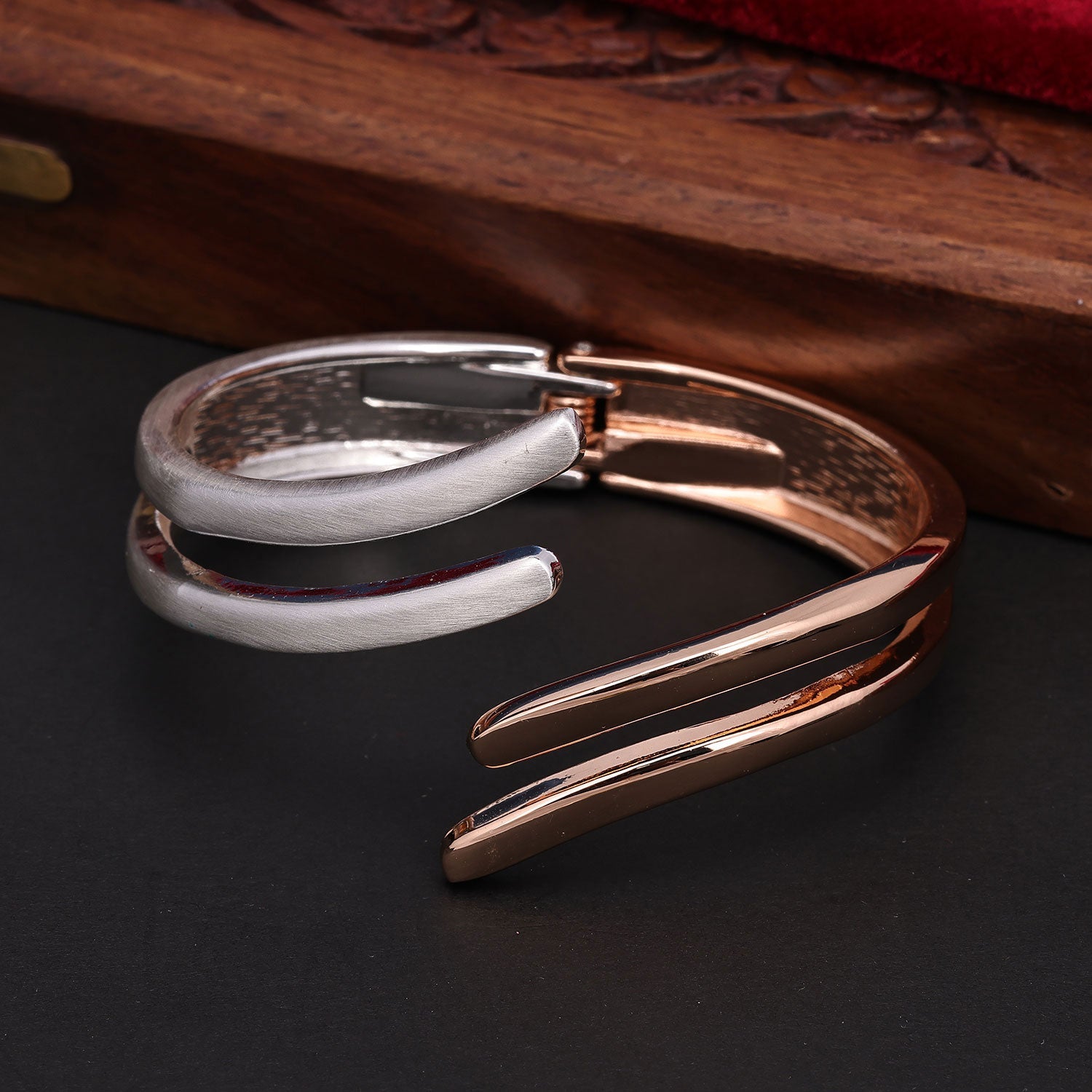 Sukkhi Sparkling Silver & Bronze Silver & Bronze Kada For Women