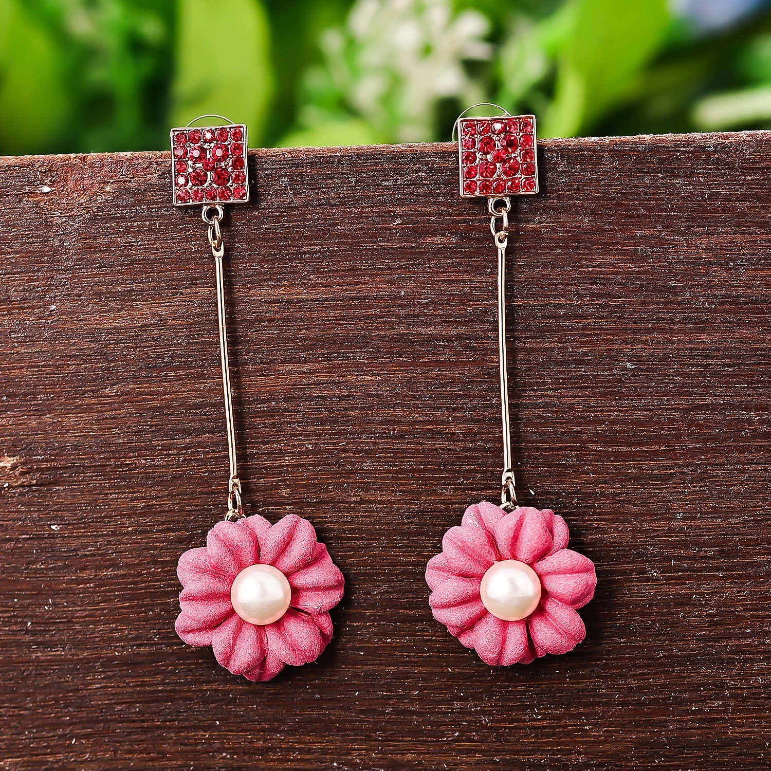 Sukkhi Pretty Drop Pearl Pink Gold Plated Earring For Women