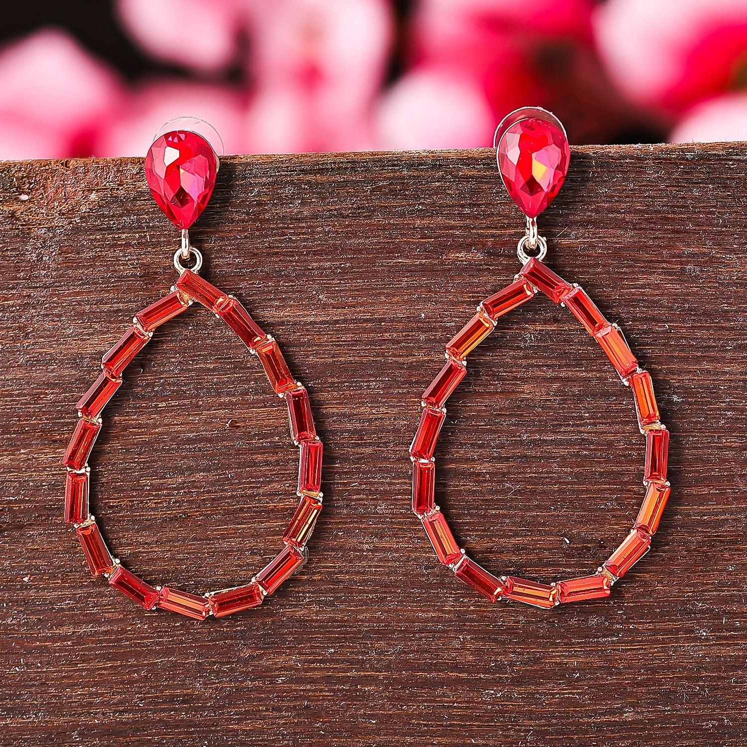 Sukkhi Dazzling Drop AD Red Gold Plated Earring For Women