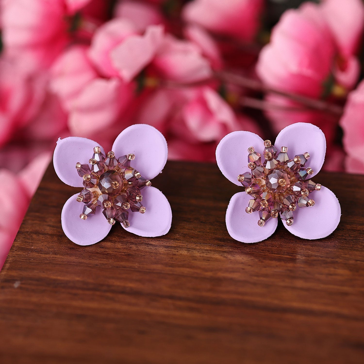 Sukkhi Elegant Stud AD Purple Acrylic Earring For Women