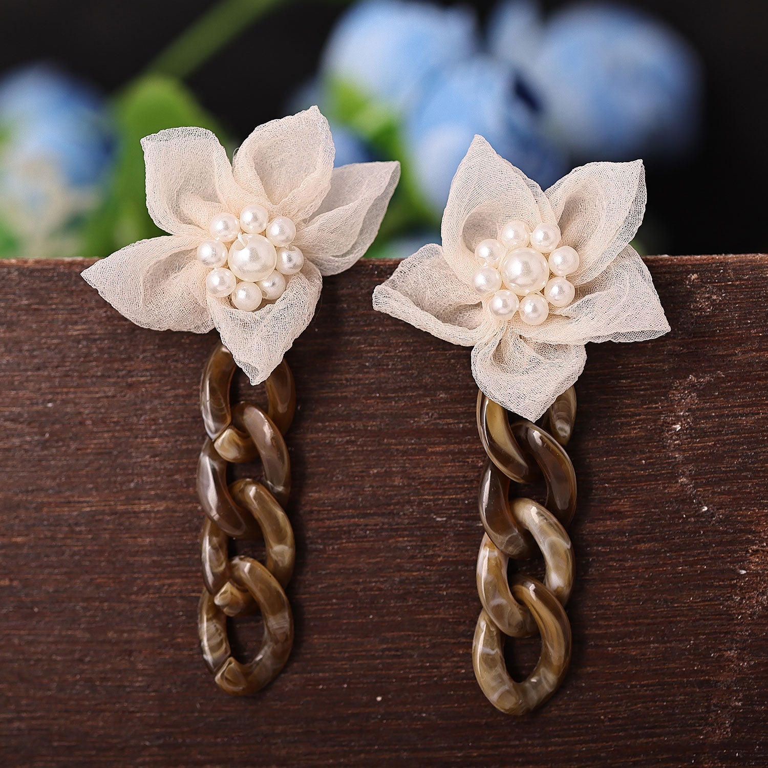 Sukkhi Wavy Drop Pearl White Acrylic Earring For Women