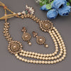 Sukkhi 3 String Trendy Gold Plated Kundan & Pearl Necklace Set For Women