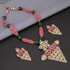 Sukkhi Amazing Pink & Green Gold Plated Kundan & Pearl Necklace Set For Women