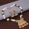 Sukkhi Classic Red & Green Gold Plated Pearl Necklace Set For Women