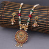 Sukkhi Beguiling Red & Green Gold Plated Pearl Necklace Set For Women