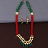Sukkhi Pleasing Red & Green Gold Plated Kundan & Pearl Necklace Set For Women