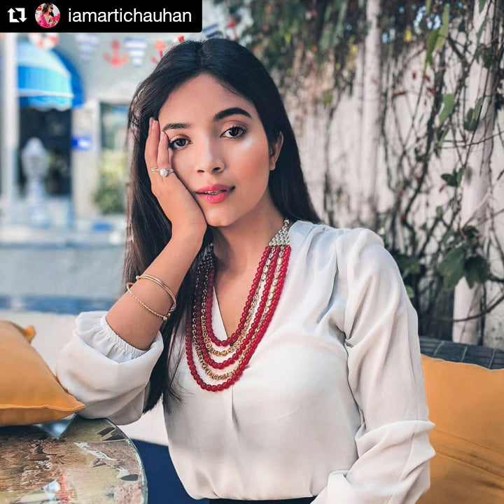 Sukkhi Kundan Astonish Gold Plated Long Haram Red Necklace Set for Women