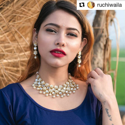 Sukkhi Astonish Floral Gold Plated Kundan Necklace Set for Women