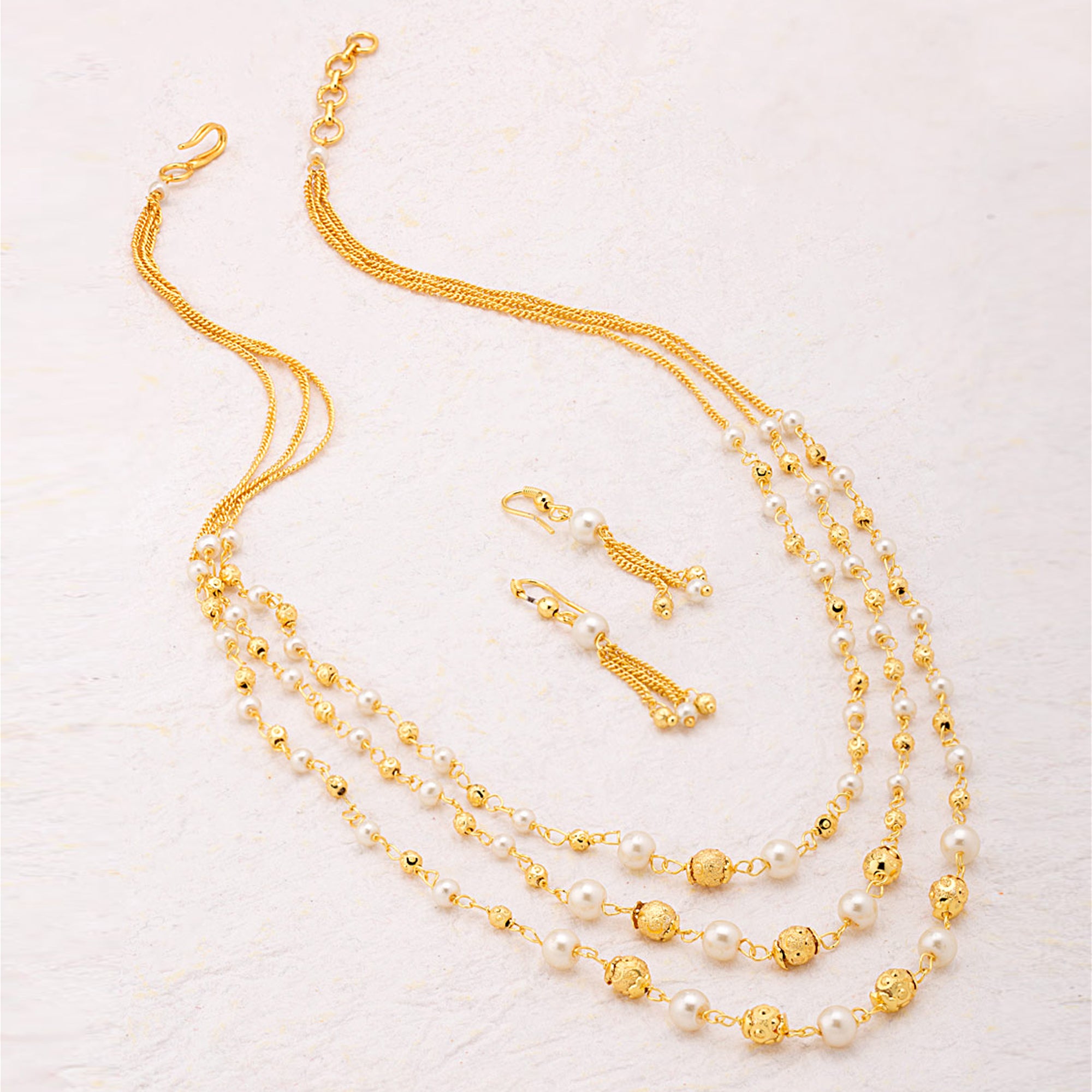Sukkhi Modern 3 String Gold Plated Necklace Set for Women